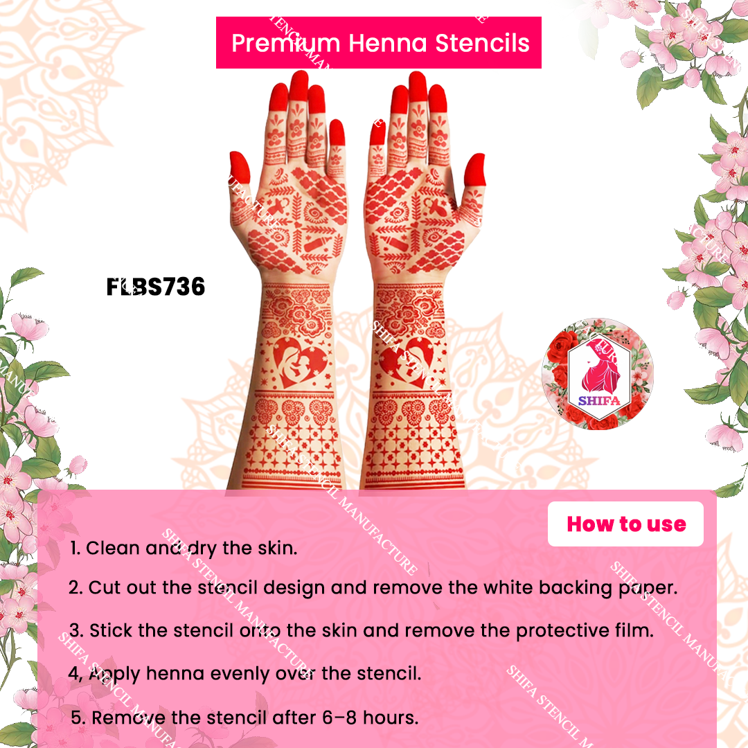 FLBS 736 Baby On The Way Theme Art Double Hand Henna Stencil